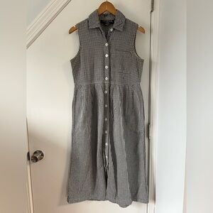 JG Hook Vintage Sleeveless Button-Front Gingham Midi Dress - Black/White